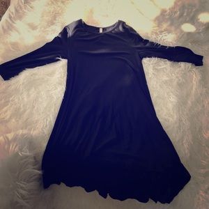 Black high/low midi dress with 3/4 sleeves